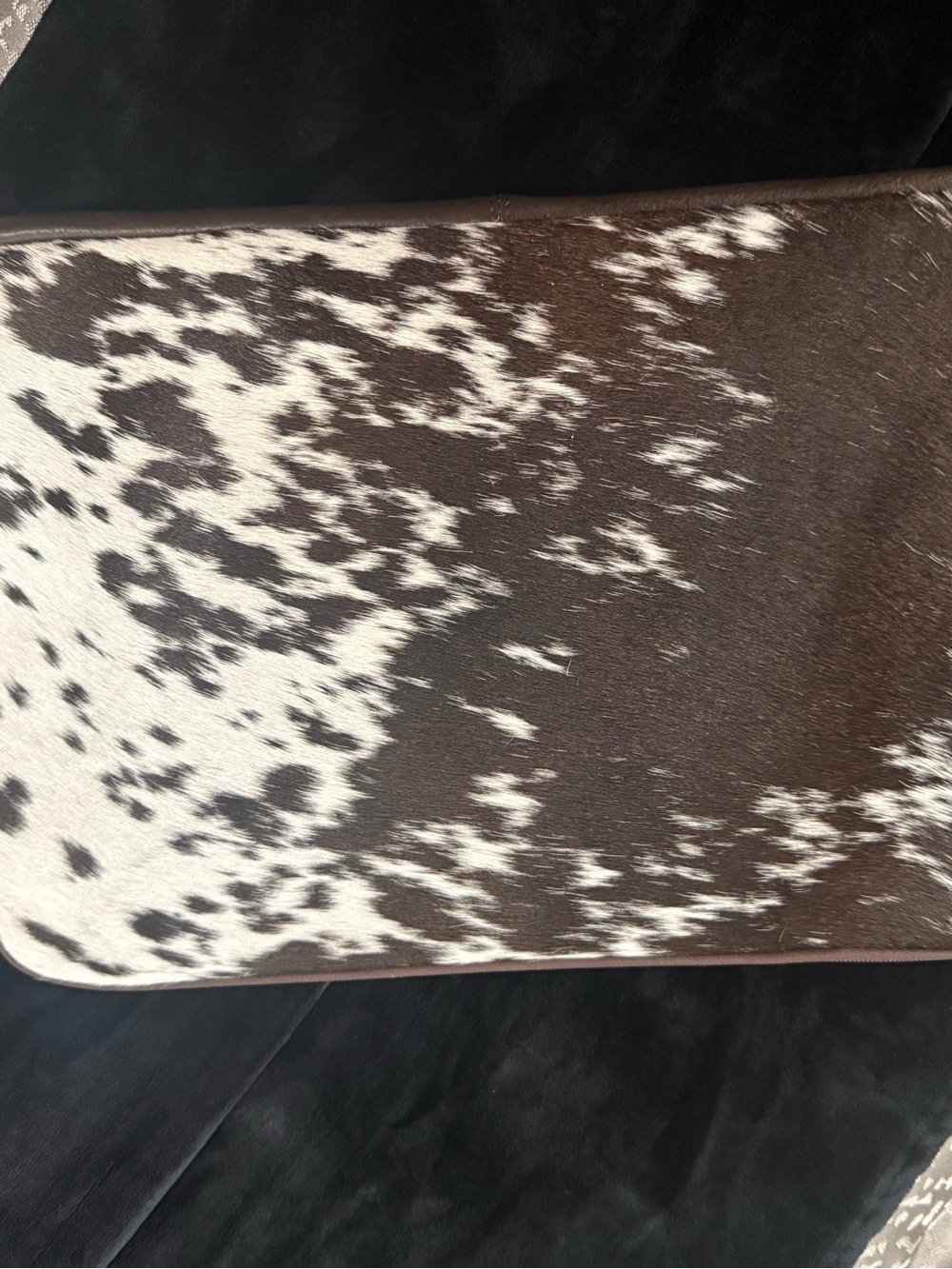 Fringe & Luxe Genuine Cowhide-Print Laptop Sleeve in Black and White 20 Inch